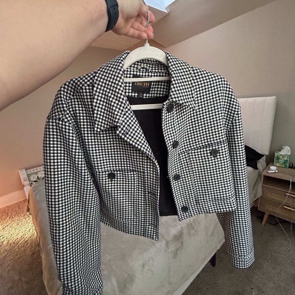 Black and White Checkered Women's Jacket